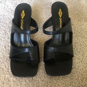 Black slide on heels